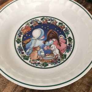 Vintage 1989 Watkins country kids holiday collectors recipe plate .